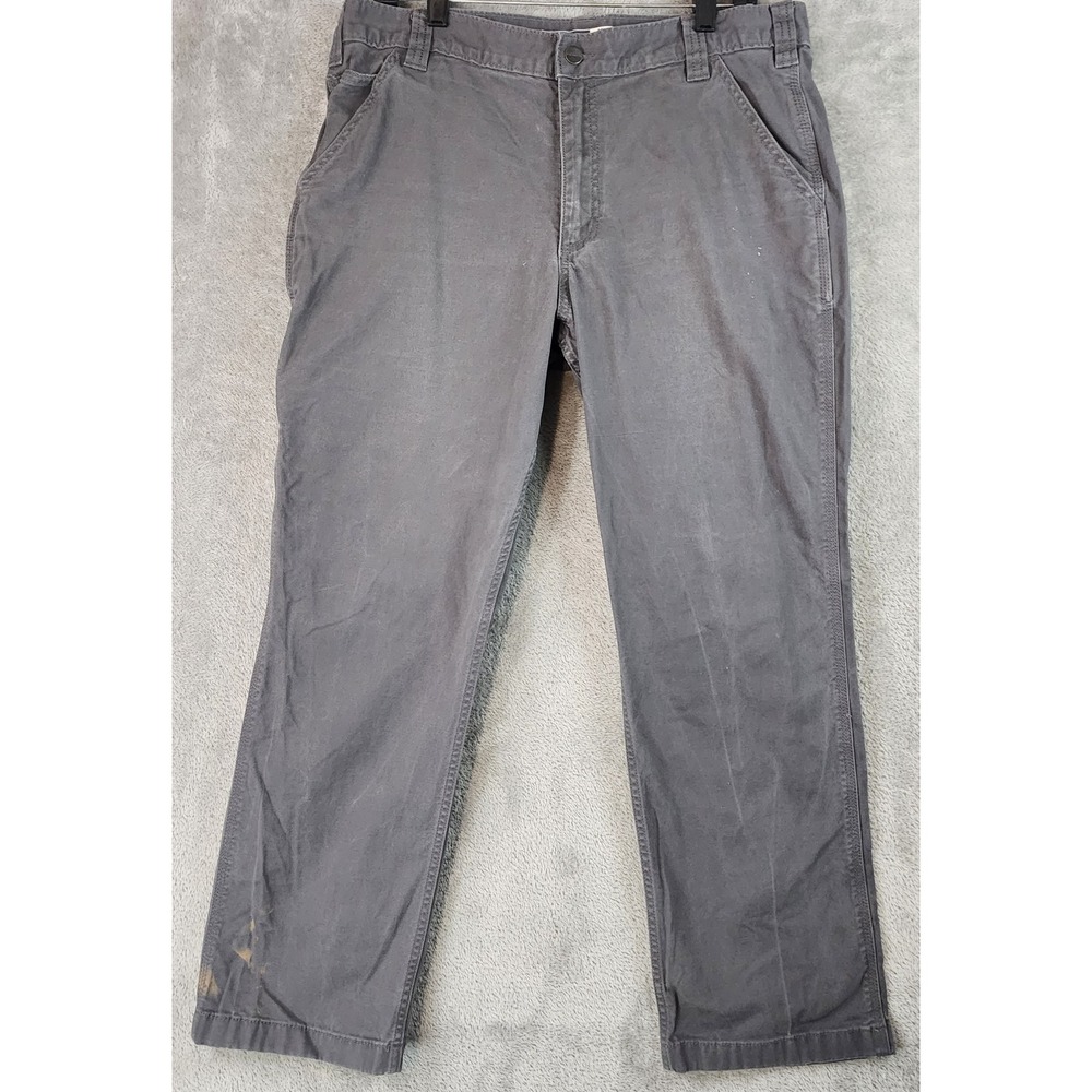 Carhartt Rugged Flex Pants Mens 36 x 30 Gray Relaxed Fit Canvas Work BN2291-M